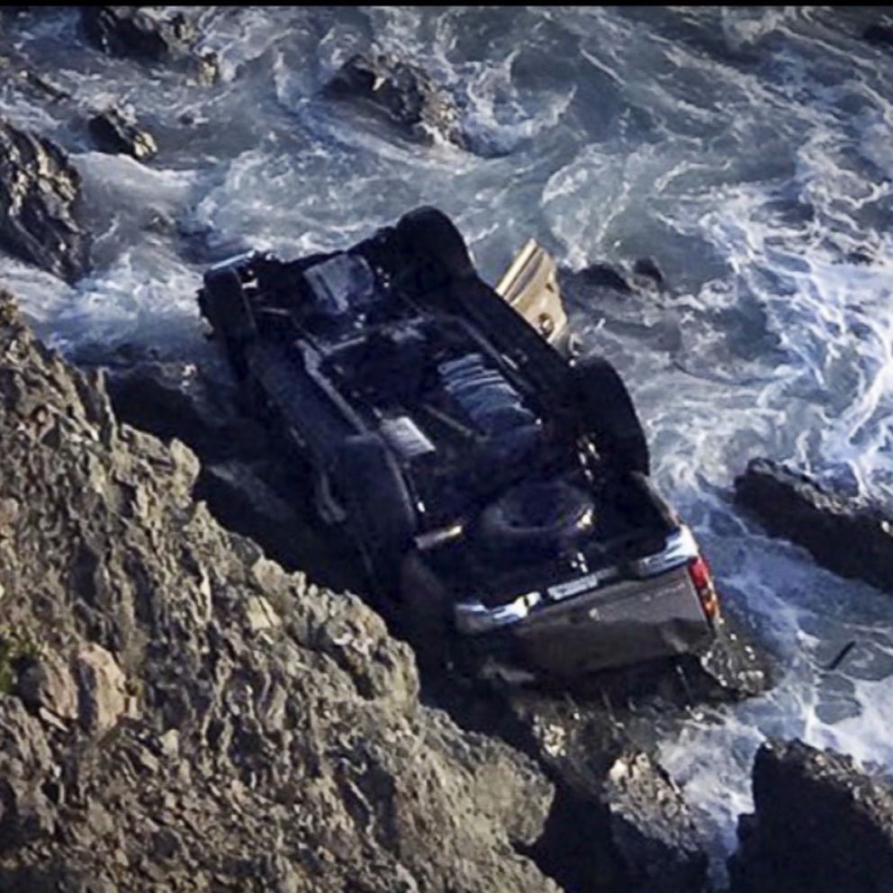 The Hart family SUV after it plunged off a California cliff in 2018, killing all eight.