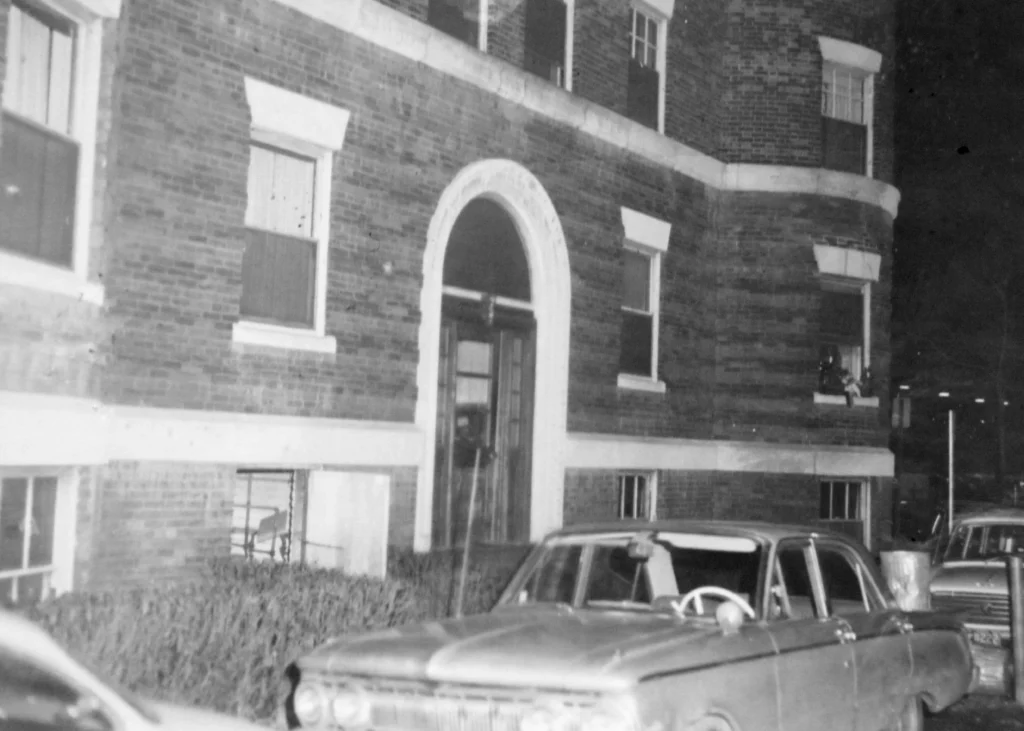 The exterior of Jane Britton’s Cambridge apartment building in January 1969. Photo Middlesex District Attorney’s Office.