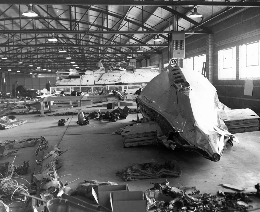 The plane’s wreckage was rebuilt in a Denver warehouse to solve the case.