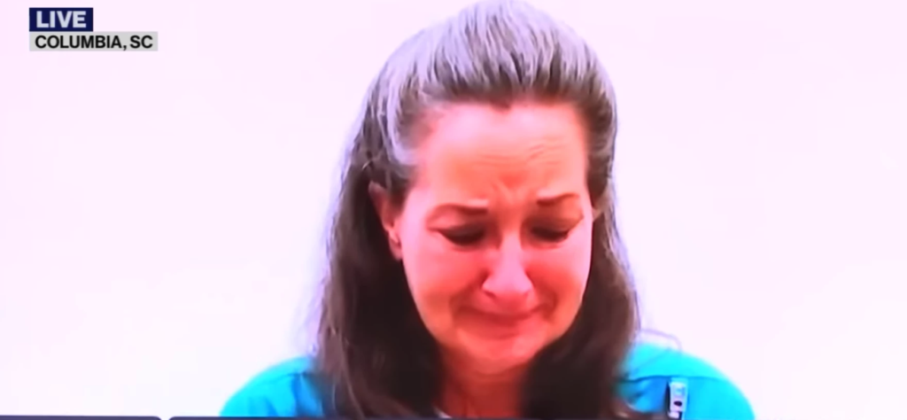 Susan Smith during her Nov. 20, 2024 hearing in Columbia. Screenshot from the Court TV press pool livestream.