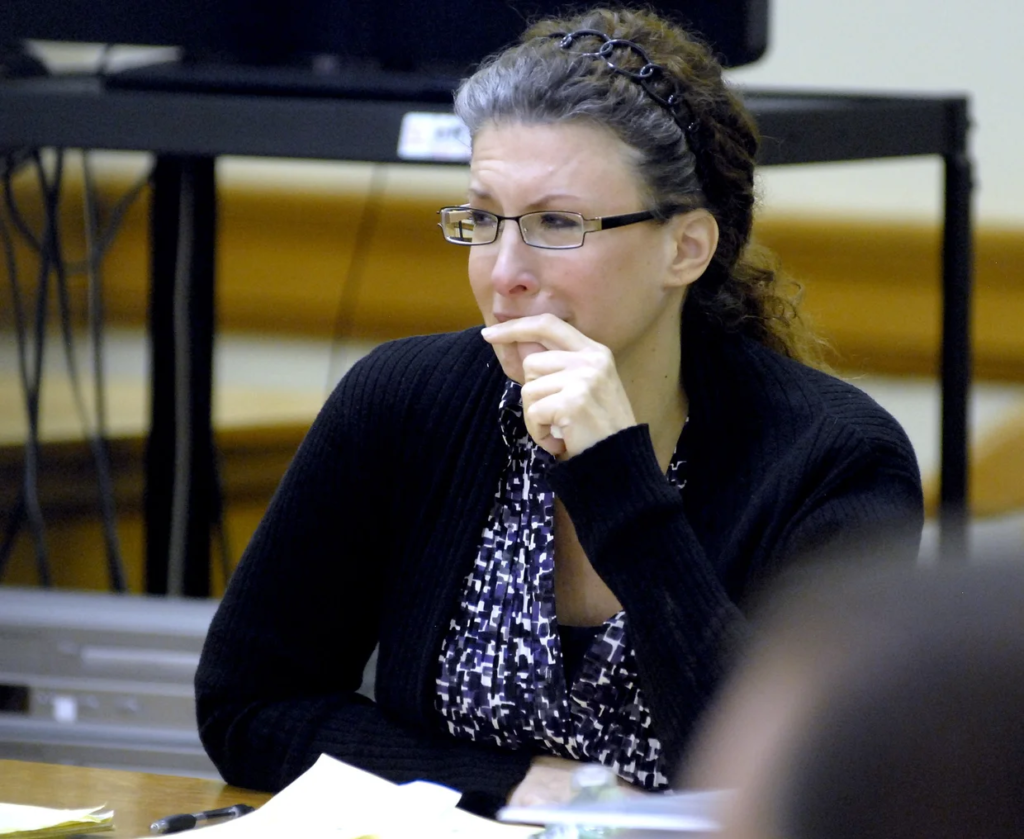 Tracey Richter listens as her mother testifies for the defense during her first-degree murder trial in Webster County District Court, Fort Dodge, Iowa, November 3, 2011. Photo: Hans Madsen AP.
