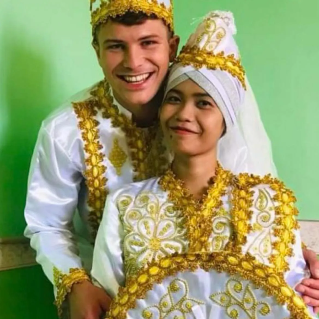 Elliot Eastman and his wife Karisha Jala at their wedding in Sibuco, July 2023.