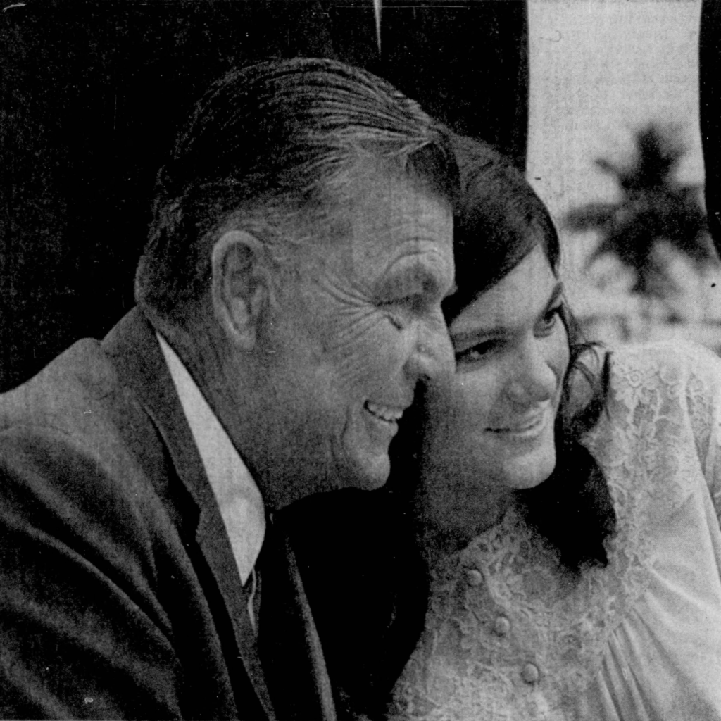 Barbara Jane Mackle with her father, Robert Mackle, after her rescue, Miami, December 1968. (AP Photo)