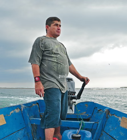 José Salvador Alvarenga at the helm of a fishing boat off the coast of Costa Azul, Chiapas, Mexico, prior to his November 2012 disappearance.