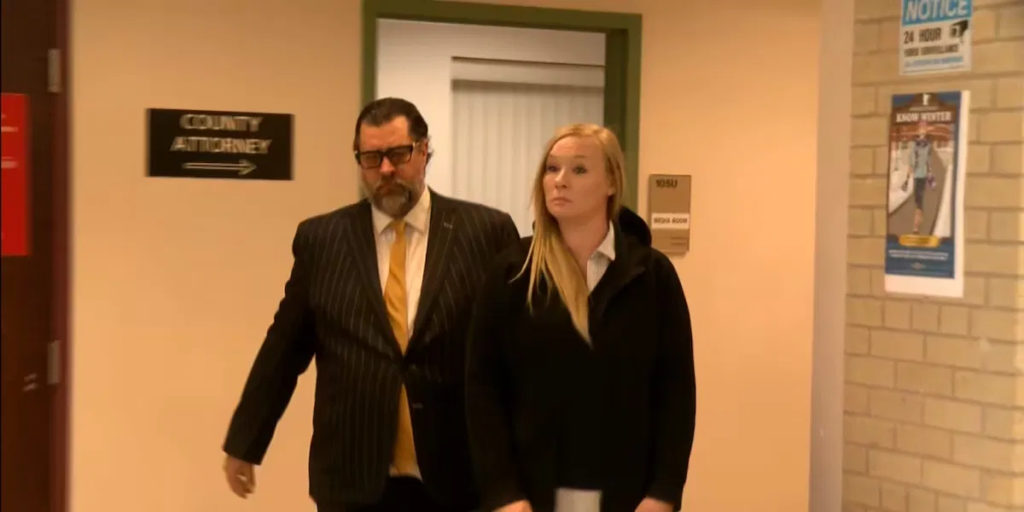 How Samantha Petersen Killed Two Amish Children, Then Had Her Twin Sister Take the Blame 4 Samantha Petersen walks through Fillmore County District Court with her attorney Carson Heefner on October 16, 2025, the day she was sentenced to four years in prison.